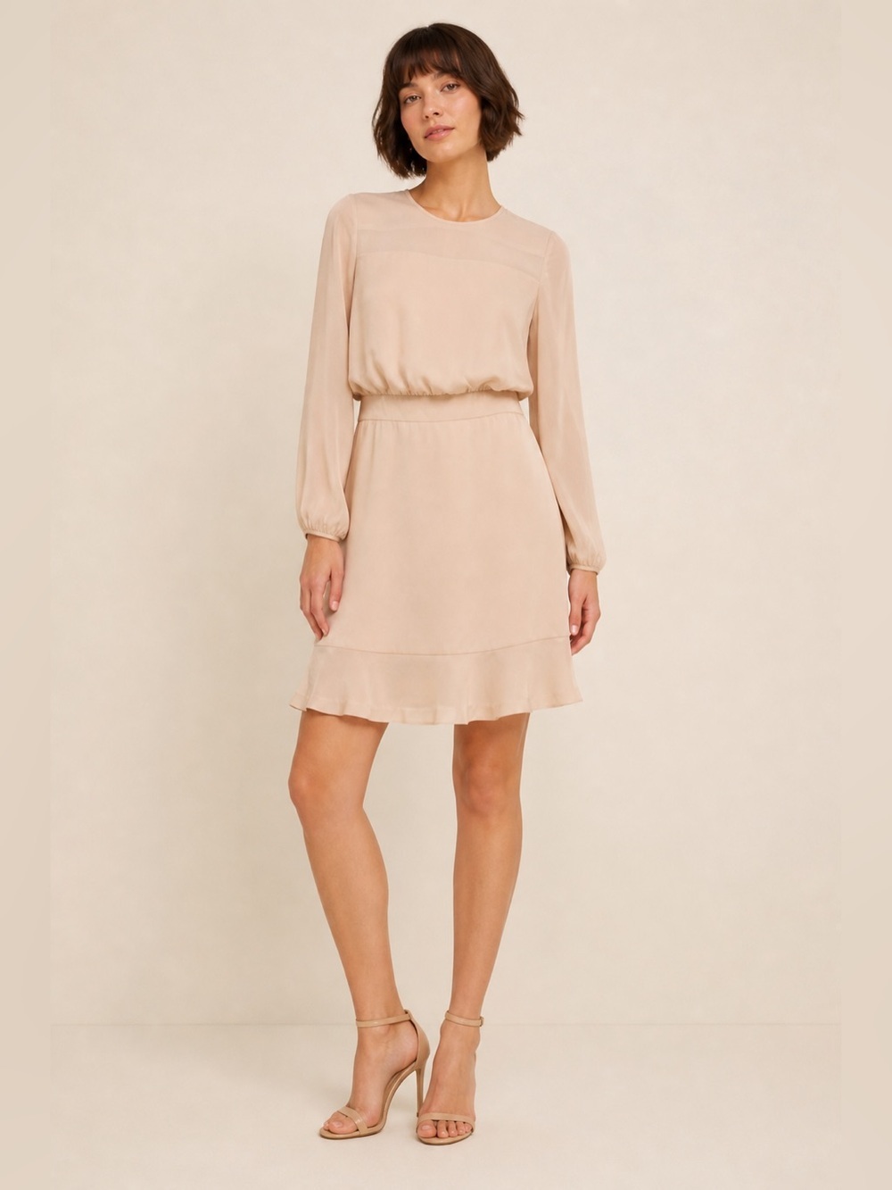 Ivy Moda Blush Colored Dress w/Flounced Hem Size M